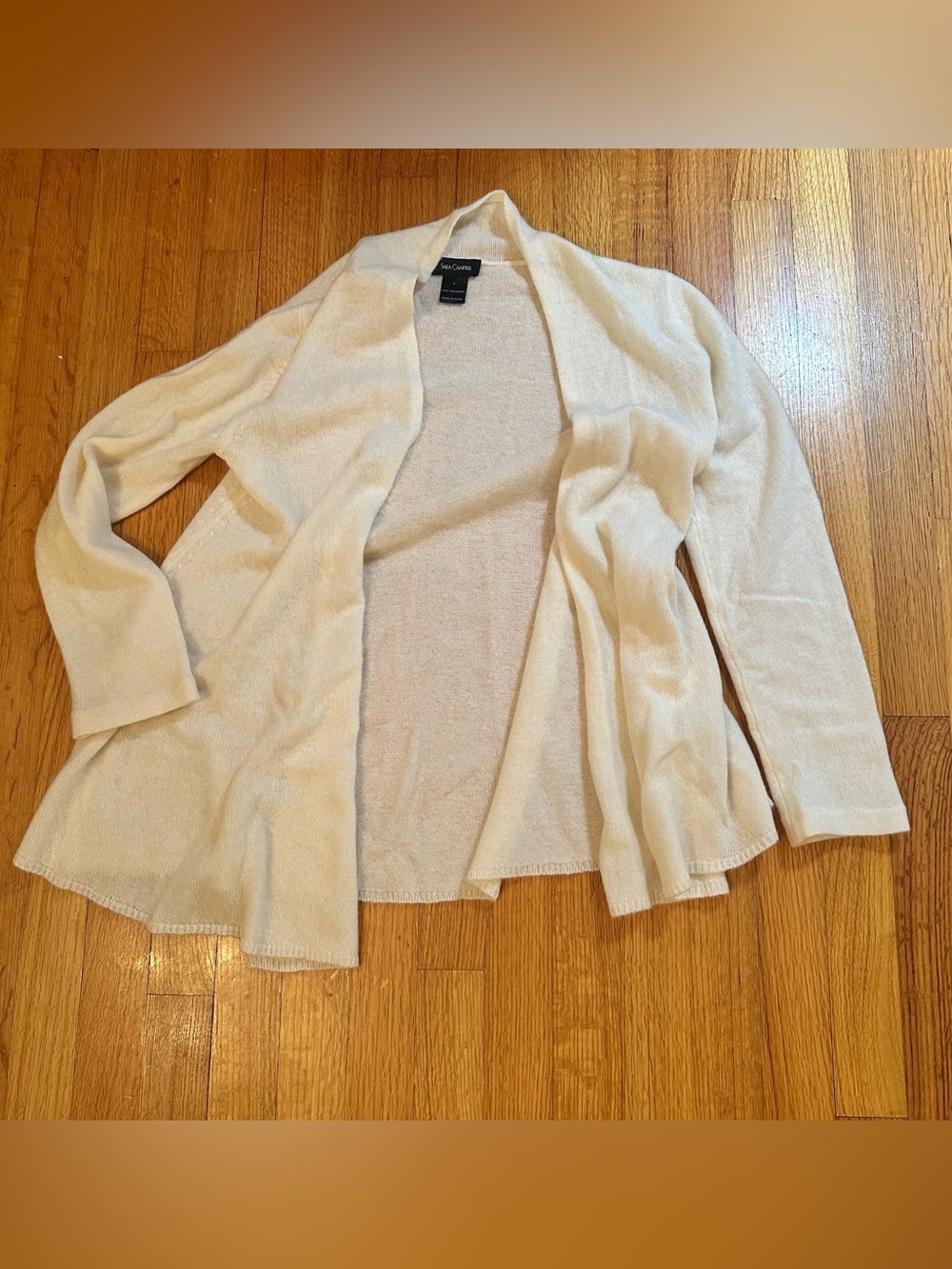 Sara Campbell open-front drape cashmere cardigan in ivory/white Size S (@)